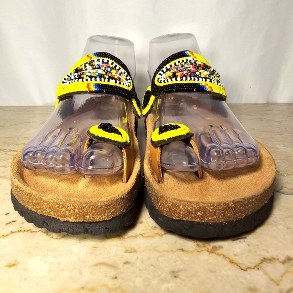 Sol John Birkenstock Womens Beaded Leather Toe Ring Boho Sandals 37 / 6 - 6.5 - Picture 3 of 10
